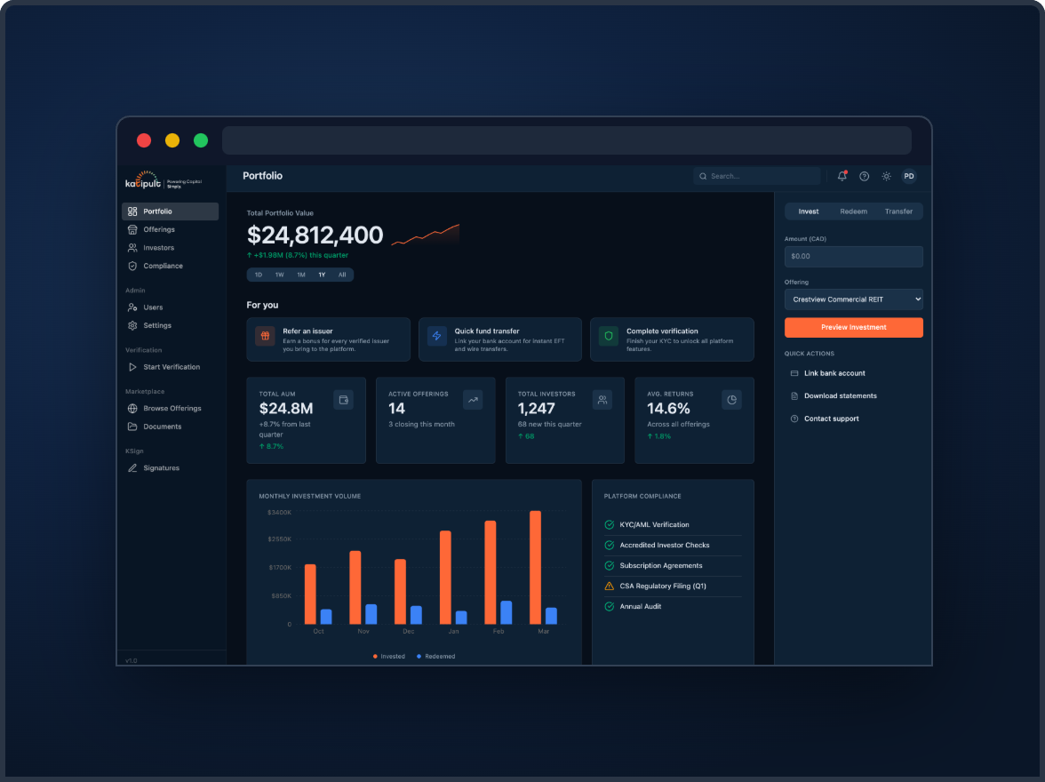 Katipult DealFlow, portfolio dashboard